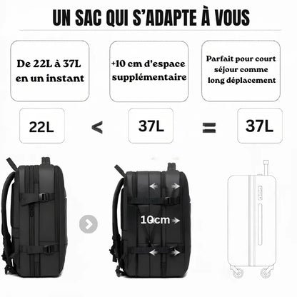 Sac Iron Aero Expand™ – Sac cabine avion 45L grande capacité pour 3 à 7 jours sans valise