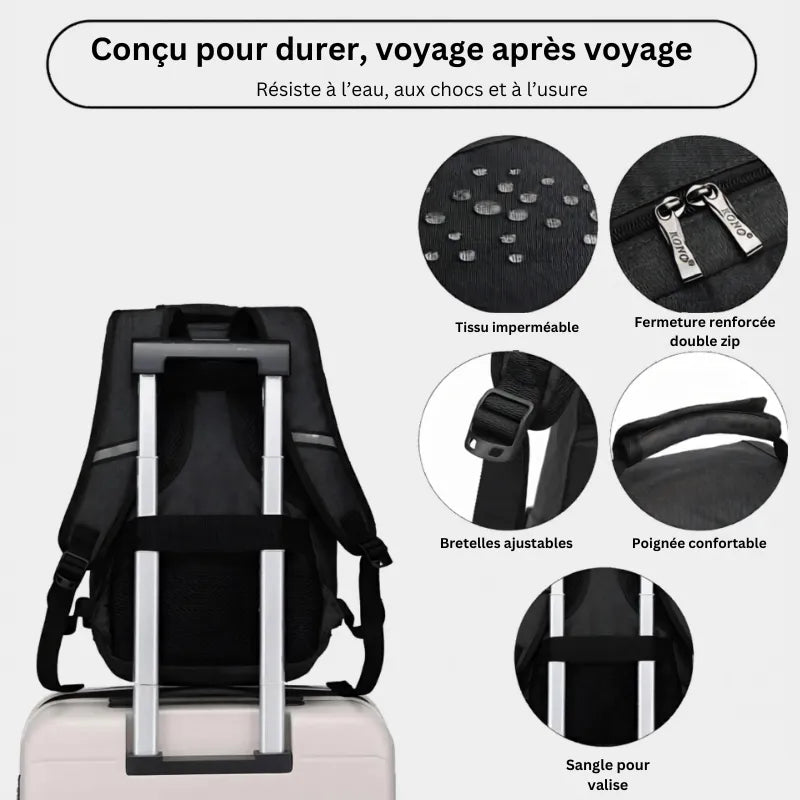 Sac Iron Kono Slim™ – Sac cabine avion 40x20x25 format compact sous siège